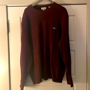 Lacoste Burgundy knit crewneck sweater. Size XXL (Lacoste size 7)